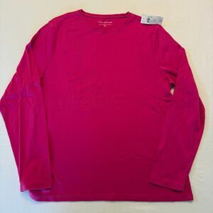 Ann Taylor Hot Pink Long Sleeve Tee | Classic Cotton Crewneck Top | Size XL NWT